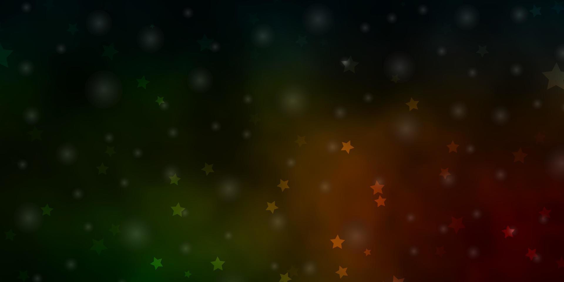 donkergroene, rode vector achtergrond met kleurrijke sterren.