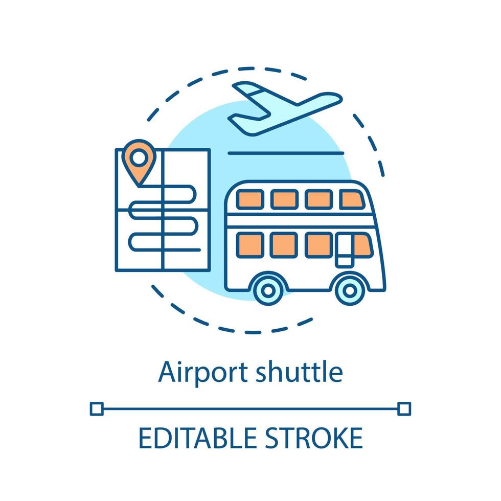 luchthaven shuttle concept icoon. deur tot deur overdracht. openbaar vervoer. transport service idee dunne lijn illustratie. reis, reis. vector geïsoleerde overzichtstekening. bewerkbare streek