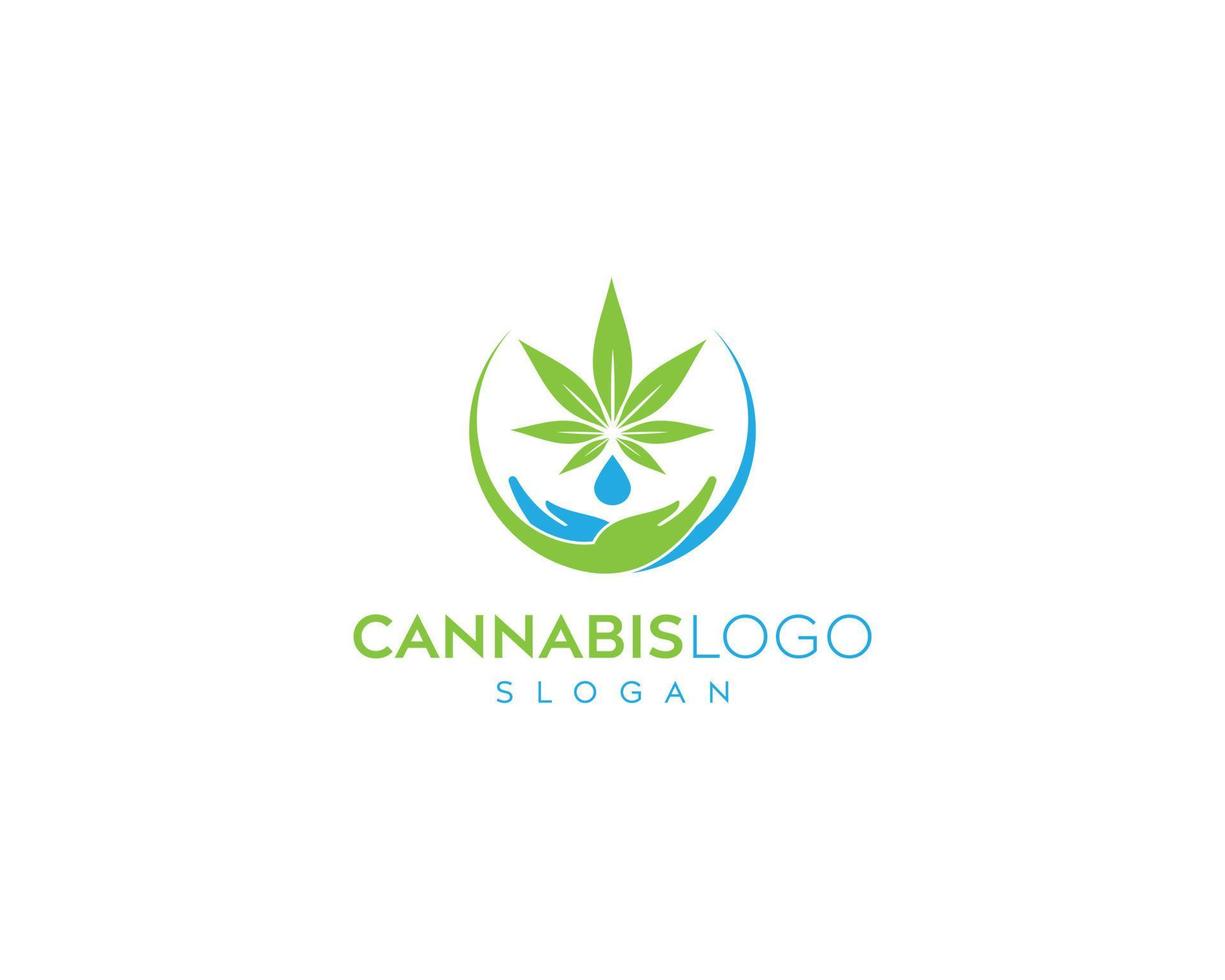 cannabis blad logo ontwerp, cannabis waterdruppel logo ontwerp, cannabis hand blad logo ontwerp vector