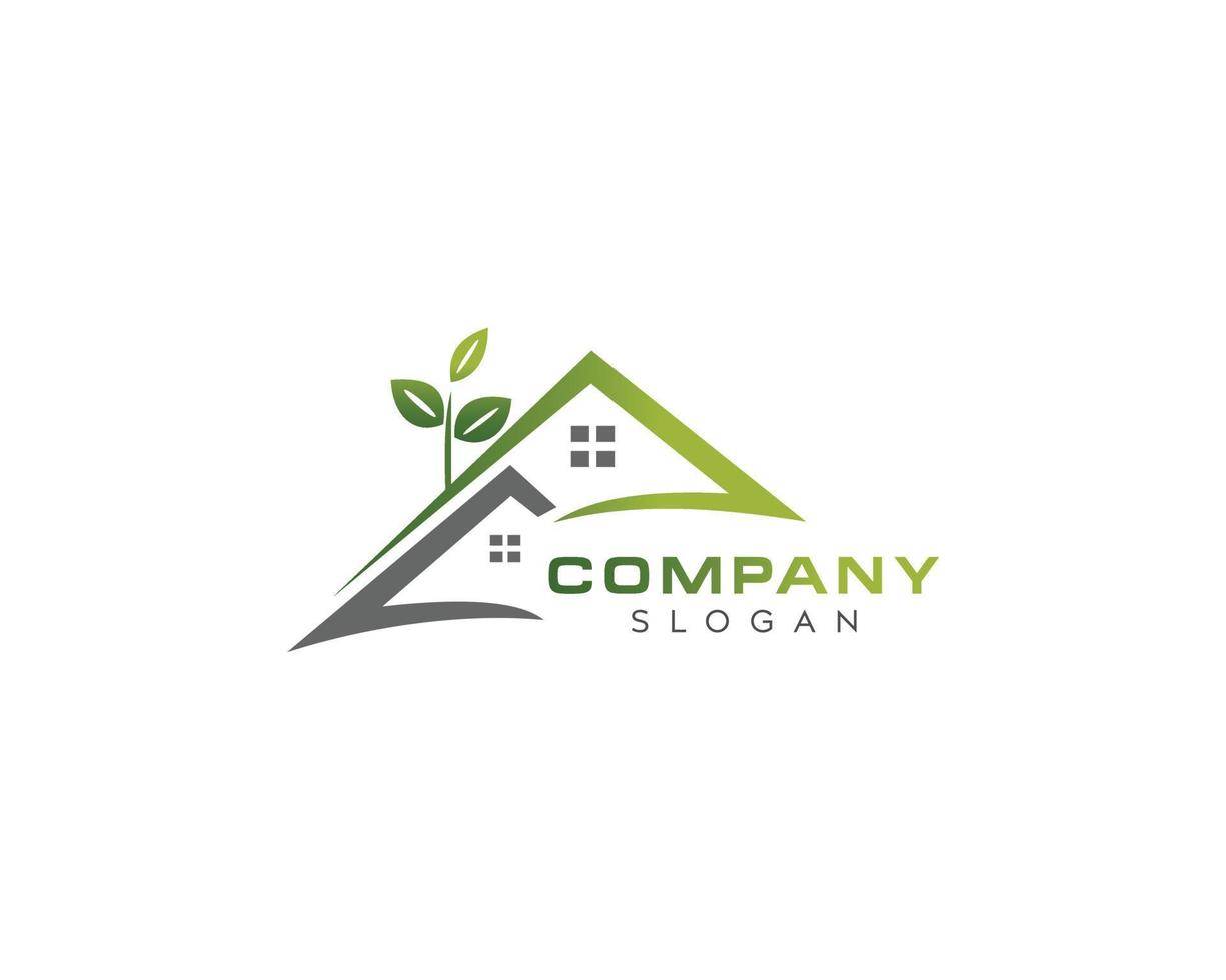 vers blad huis logo ontwerp-blad logo ontwerp-blad pictogram ontwerp-natuurlijk huis met raam logo ontwerp vector