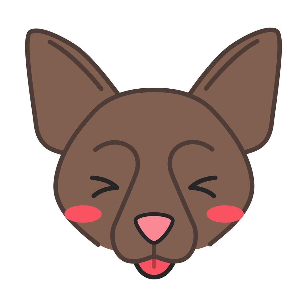 border collie schattig kawaii vectorkarakter. hond met lachende snuit. hondje met tong uit. rood dier met loensende ogen. grappige emoji, sticker, emoticon. geïsoleerde cartoon kleur illustratie vector