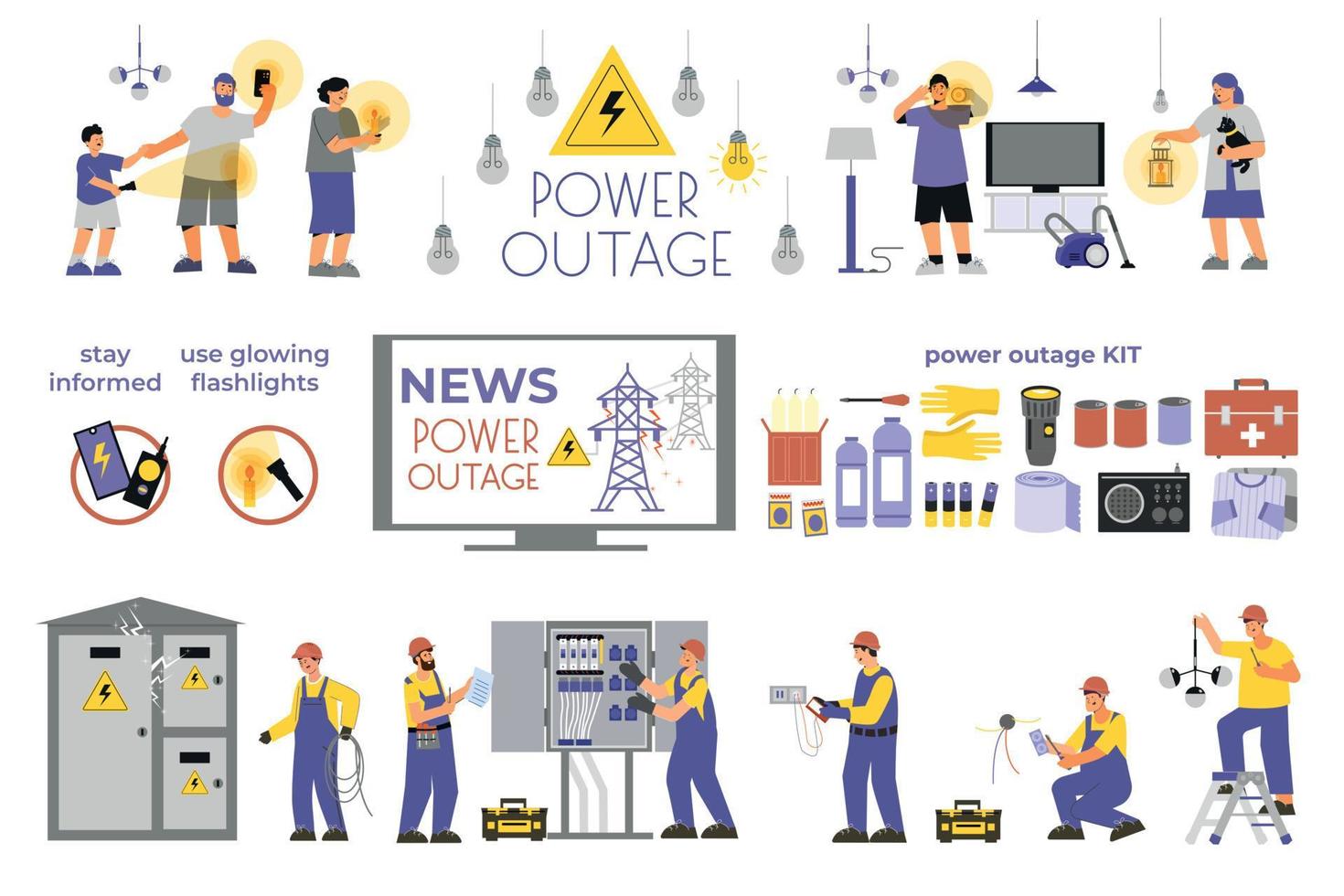 stroomstoring pictogrammenset vector