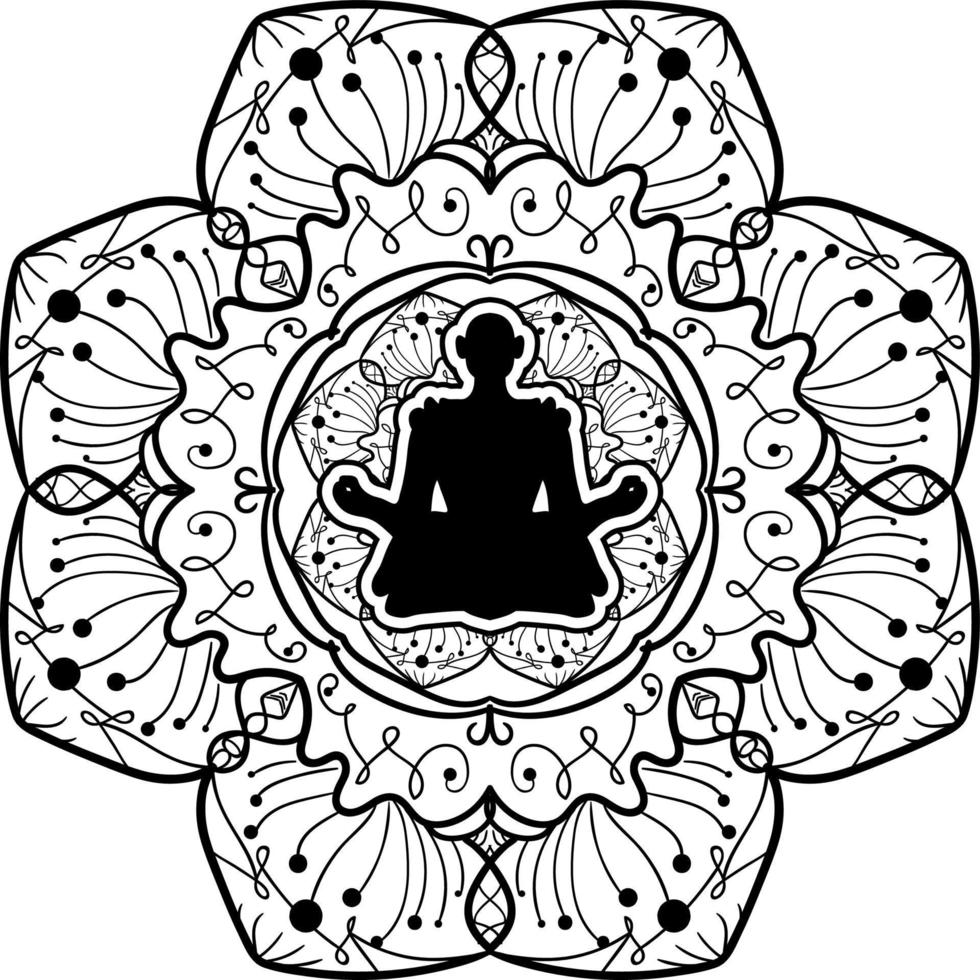 yoga symbool, zwart-wit mandala kunst vector