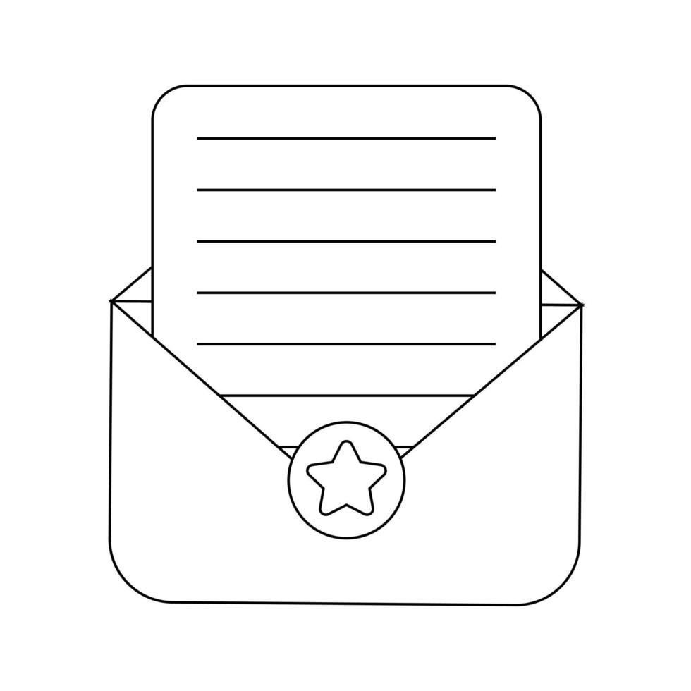 papieren envelop met brief. zwart-wit afbeelding. feedbackconcept vector