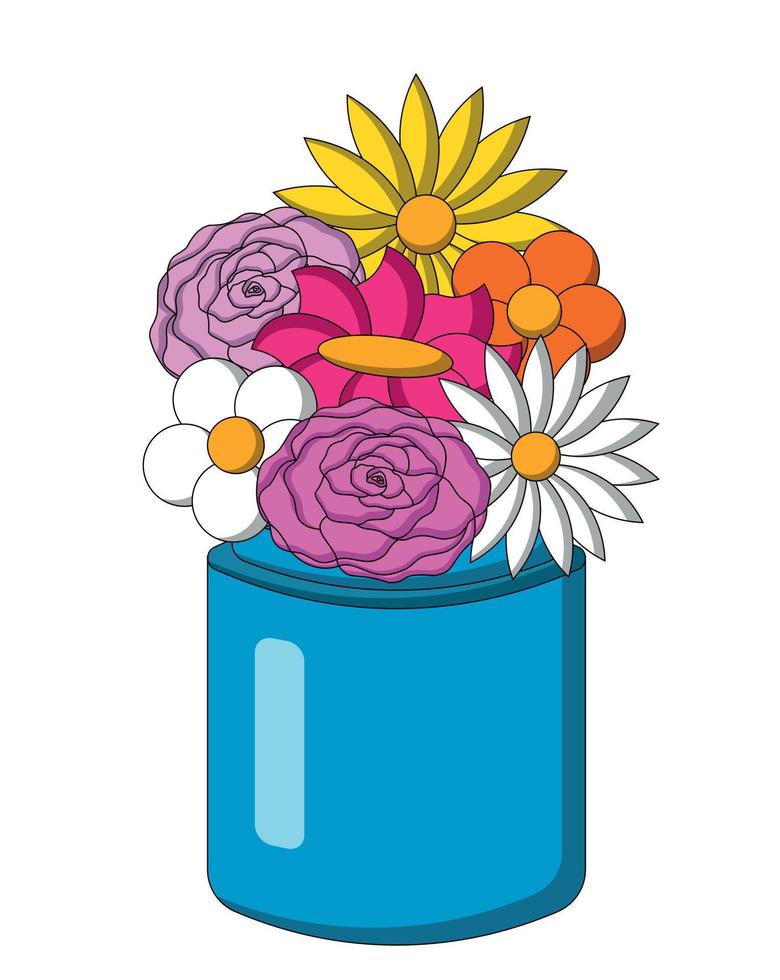 bloemen in vaas. illustratie in kleur tekenen vector