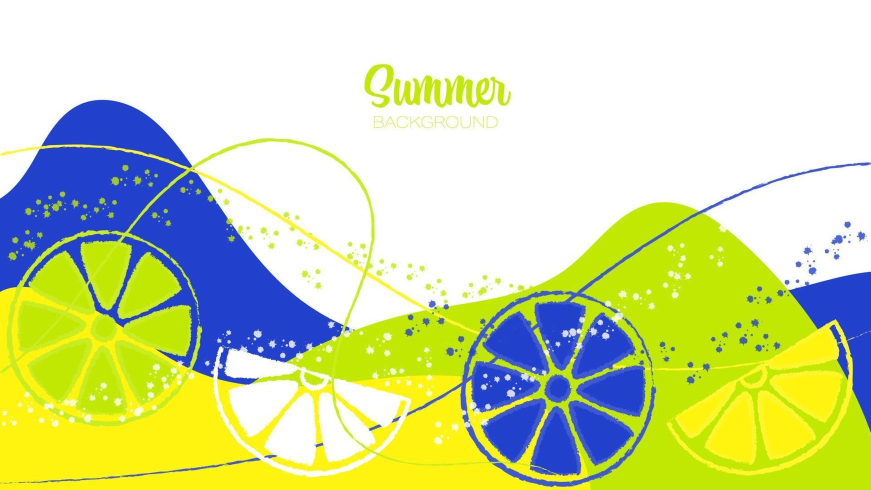 decoratieve vectorachtergrond met kleurrijke golven, citroenen, penseelstreken en spatten vector