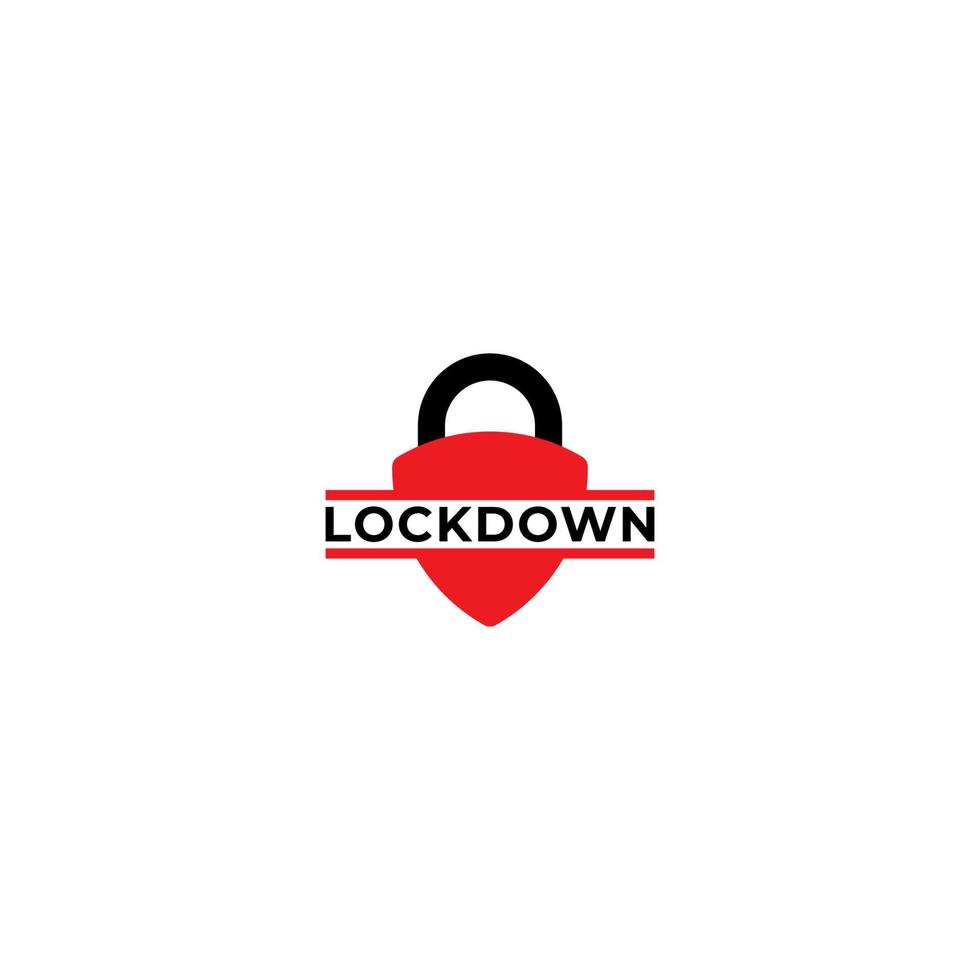 lockdown teken illustratie geïsoleerd op een witte achtergrond. bescherming ontwerpelement. vergrendel logo sjabloon. rood schild hangslotpictogram. beveiligingslogo concept. vector