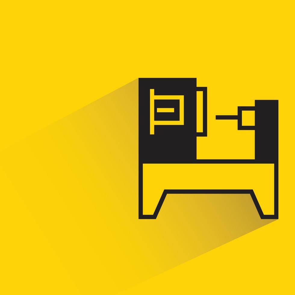 cnc machine pictogram gele achtergrond vectorillustratie vector