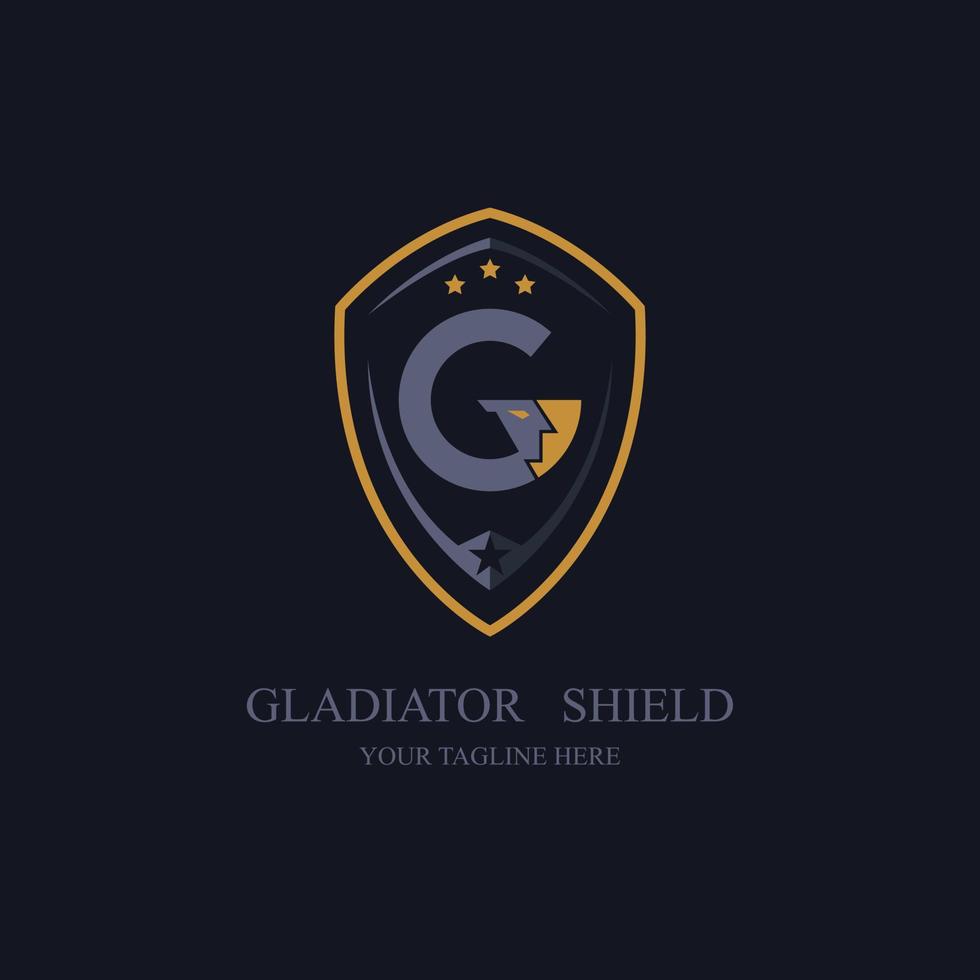 gladiator Spartaanse krijger schild letter g logo ontwerpsjabloon voor merk of bedrijf vector