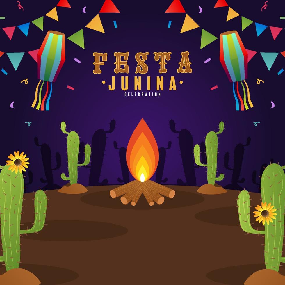 festa junina poster juni festival. vector