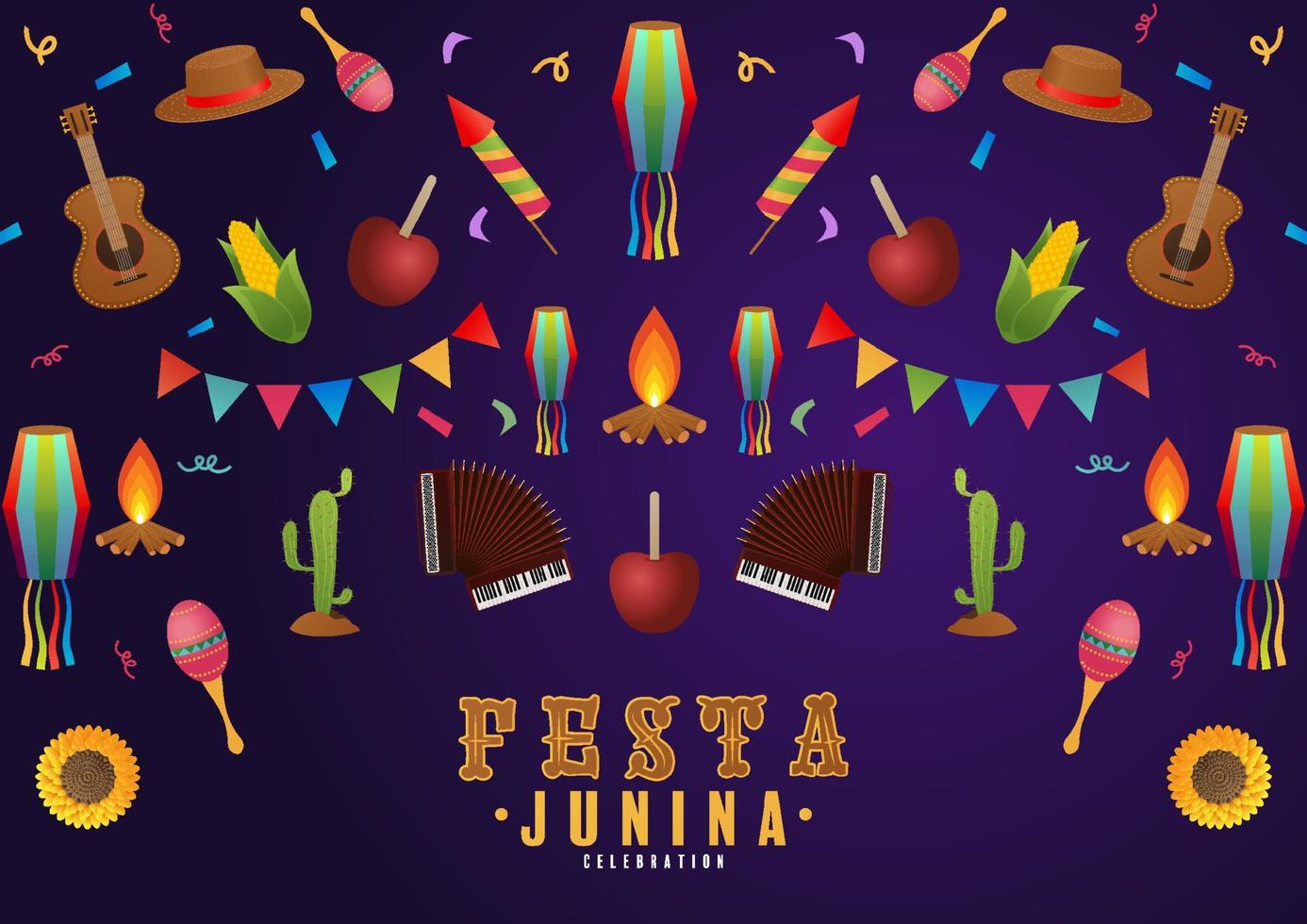 festa junina poster juni festival. vector