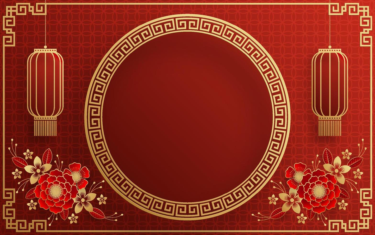 chinese frame rode en gouden achtergrondkleur met Aziatische elementen. vector