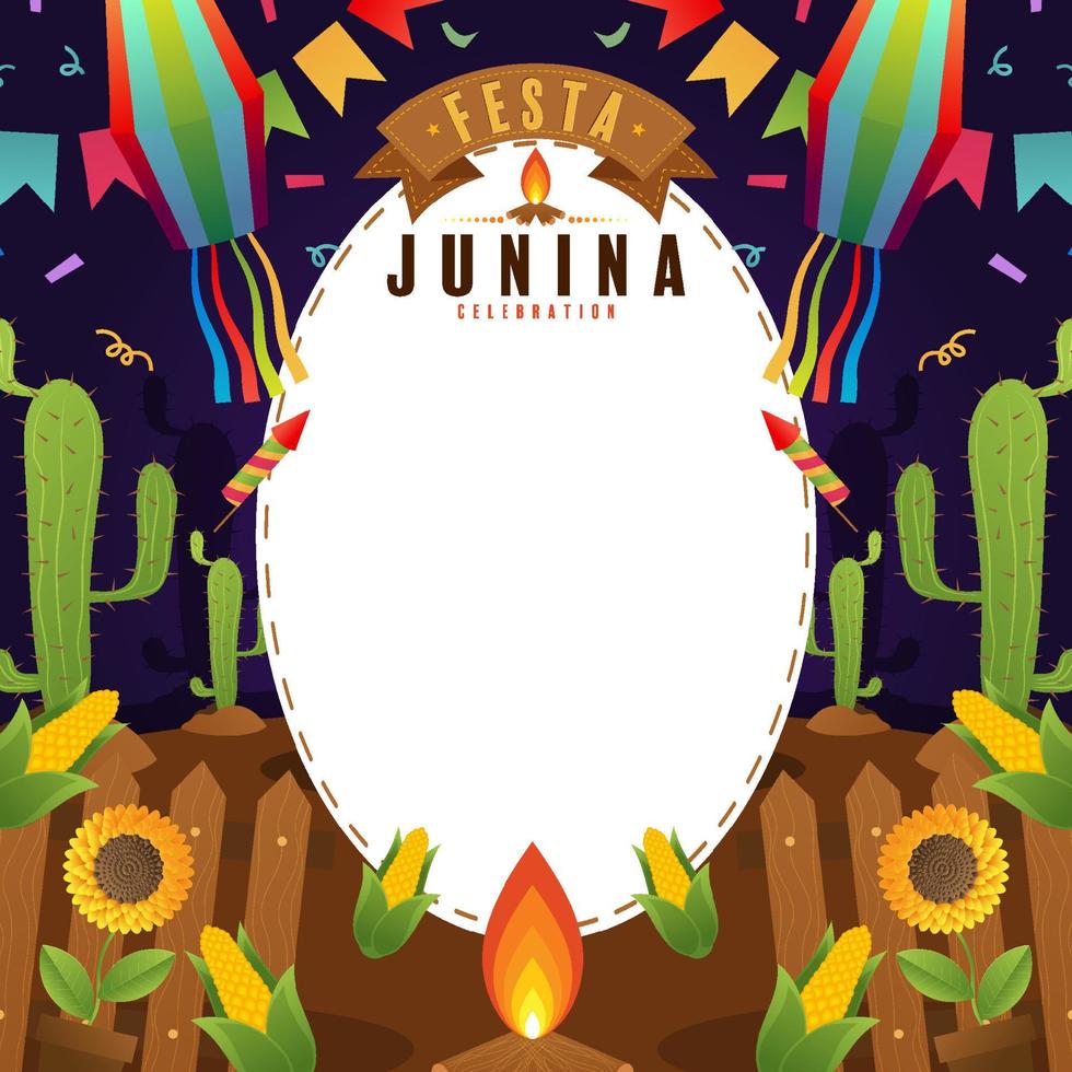 festa junina poster juni festival. vector