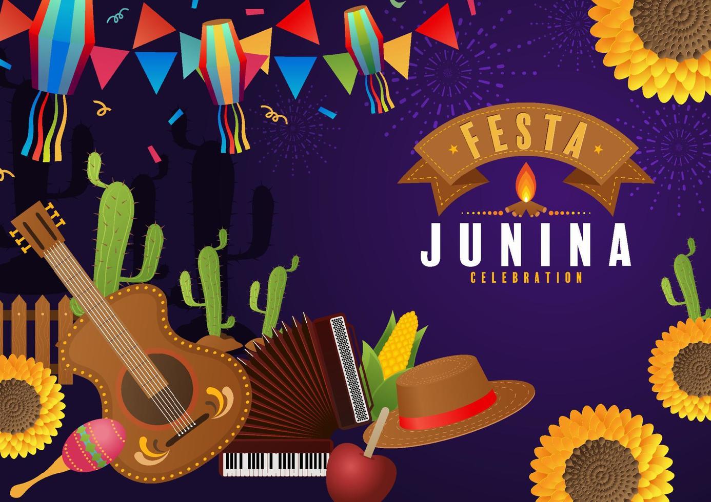 festa junina poster juni festival. vector