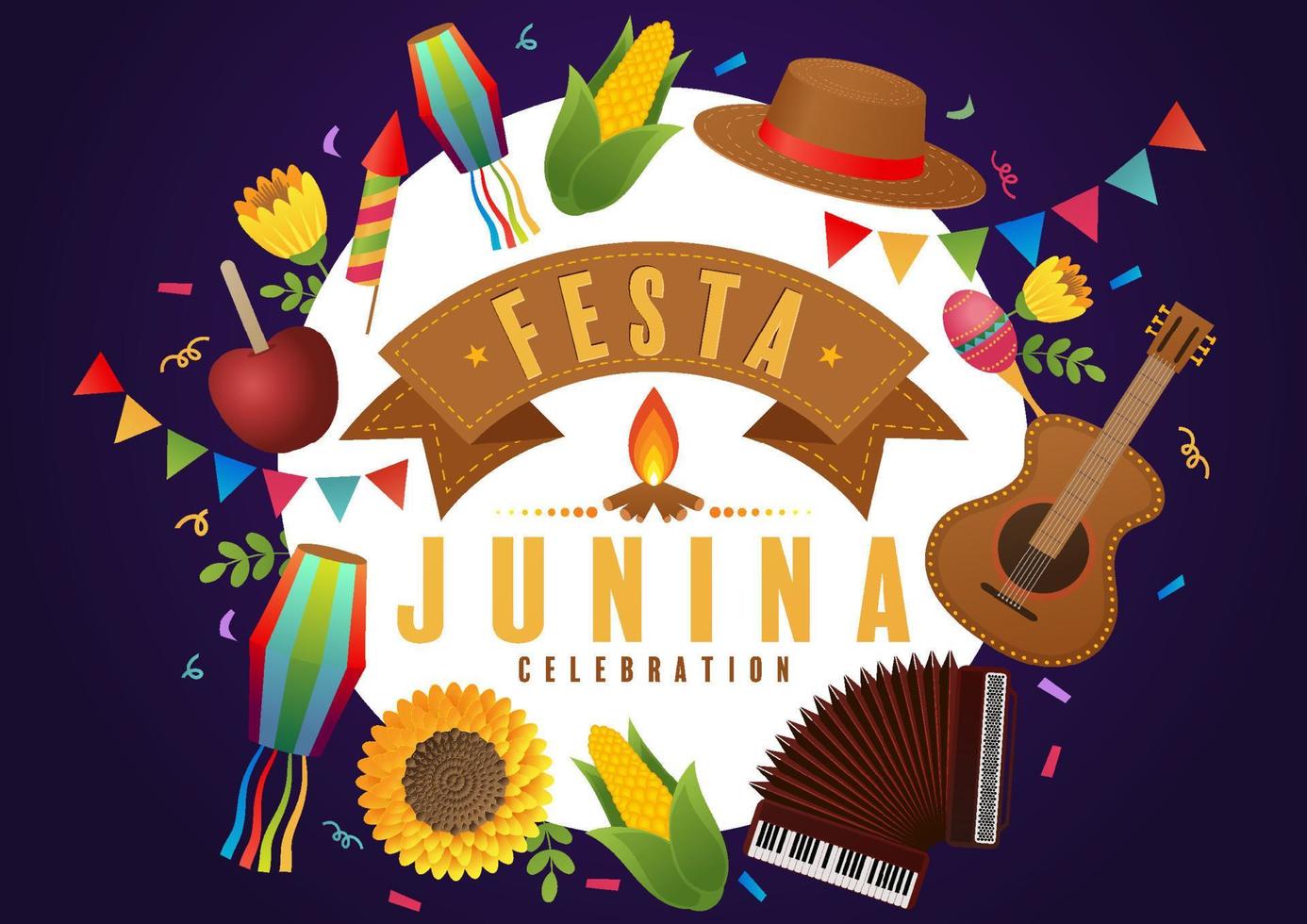 festa junina poster juni festival. vector