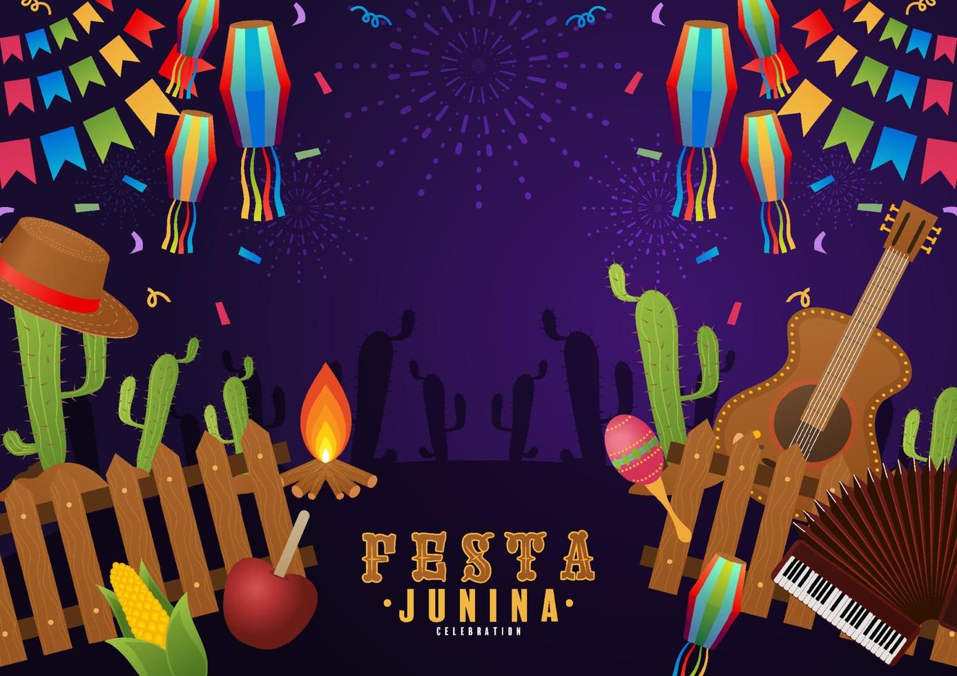 festa junina poster juni festival. vector