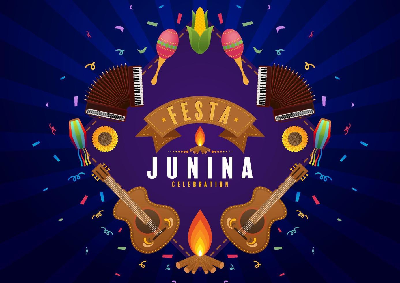 festa junina poster juni festival. vector