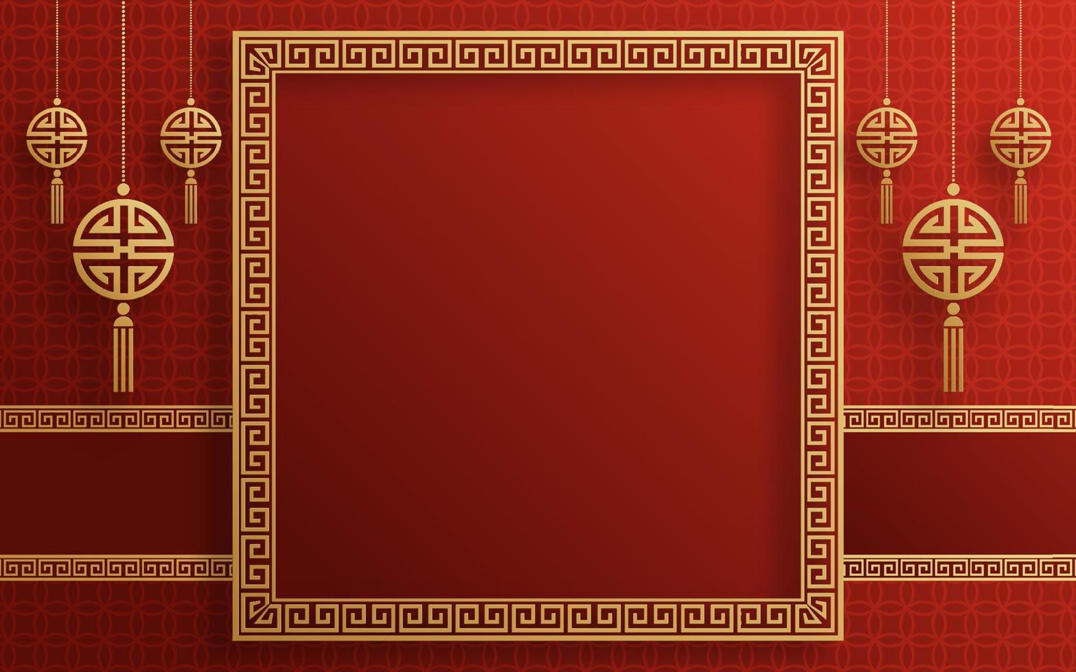 chinese frame rode en gouden achtergrondkleur met Aziatische elementen. vector