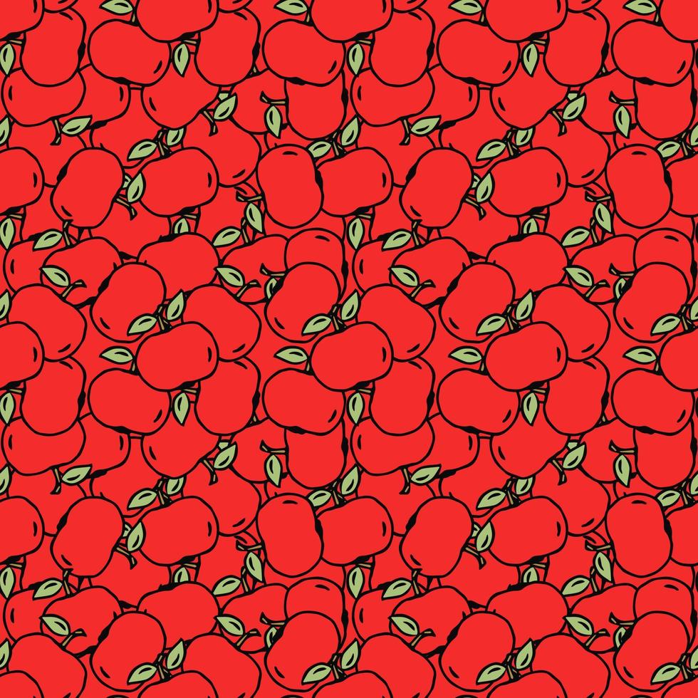 appels patroon. naadloze doodle patroon met rode appels. gekleurde vectorillustratie met rode appels vector