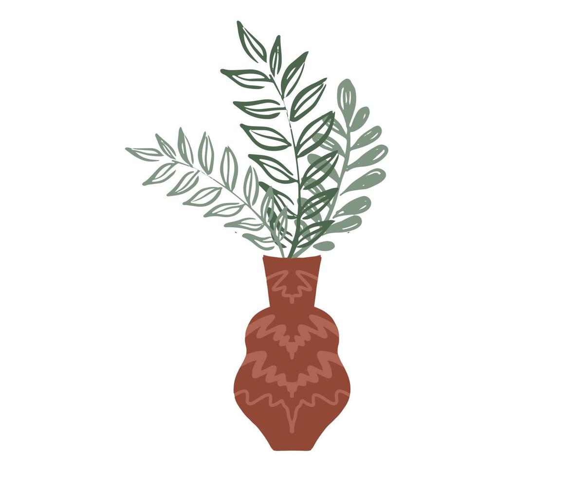 woondecoratie met planten, met de hand getekende illustratie. vector