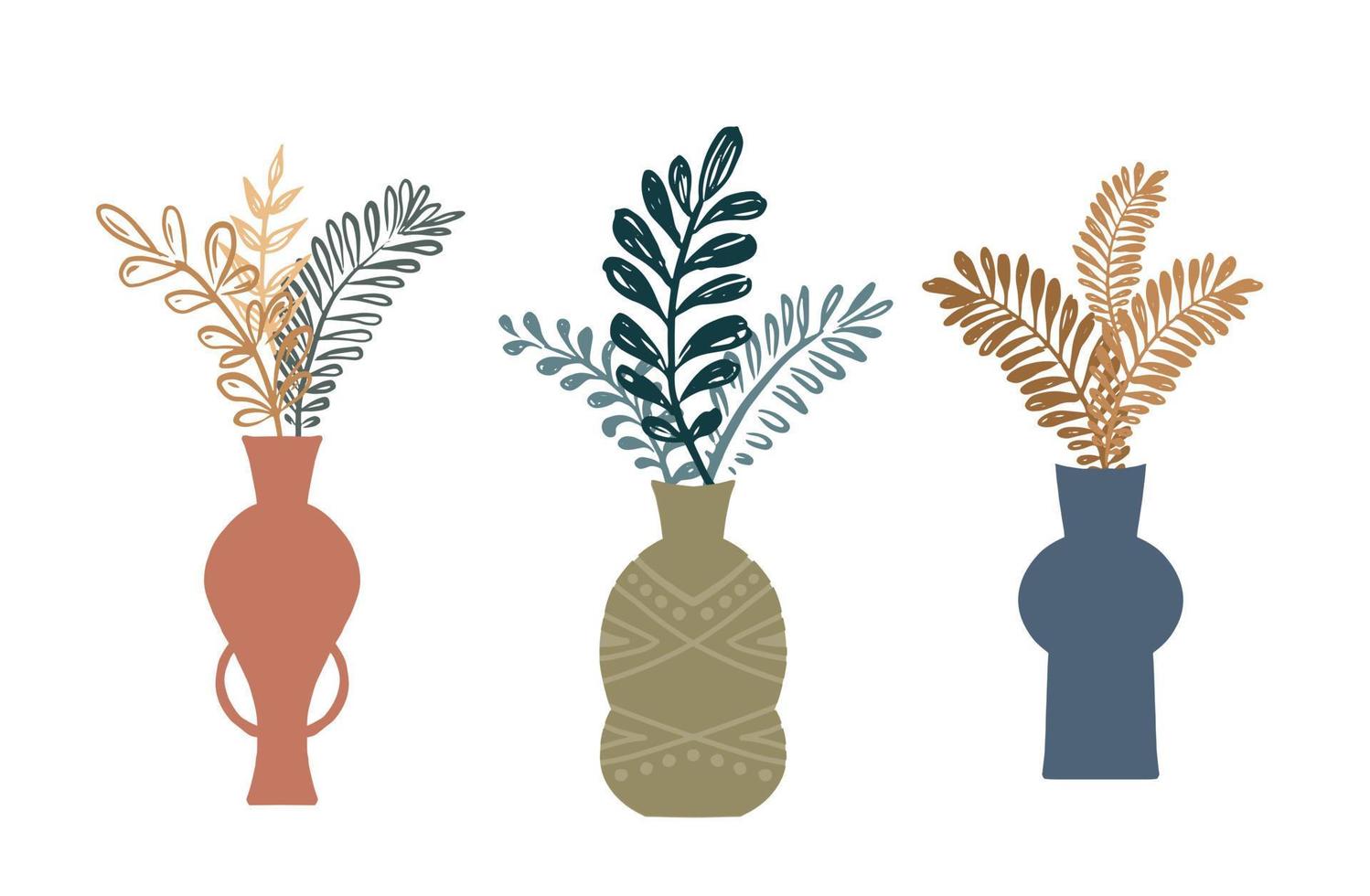 woondecoratie met planten, met de hand getekende illustratie. vector