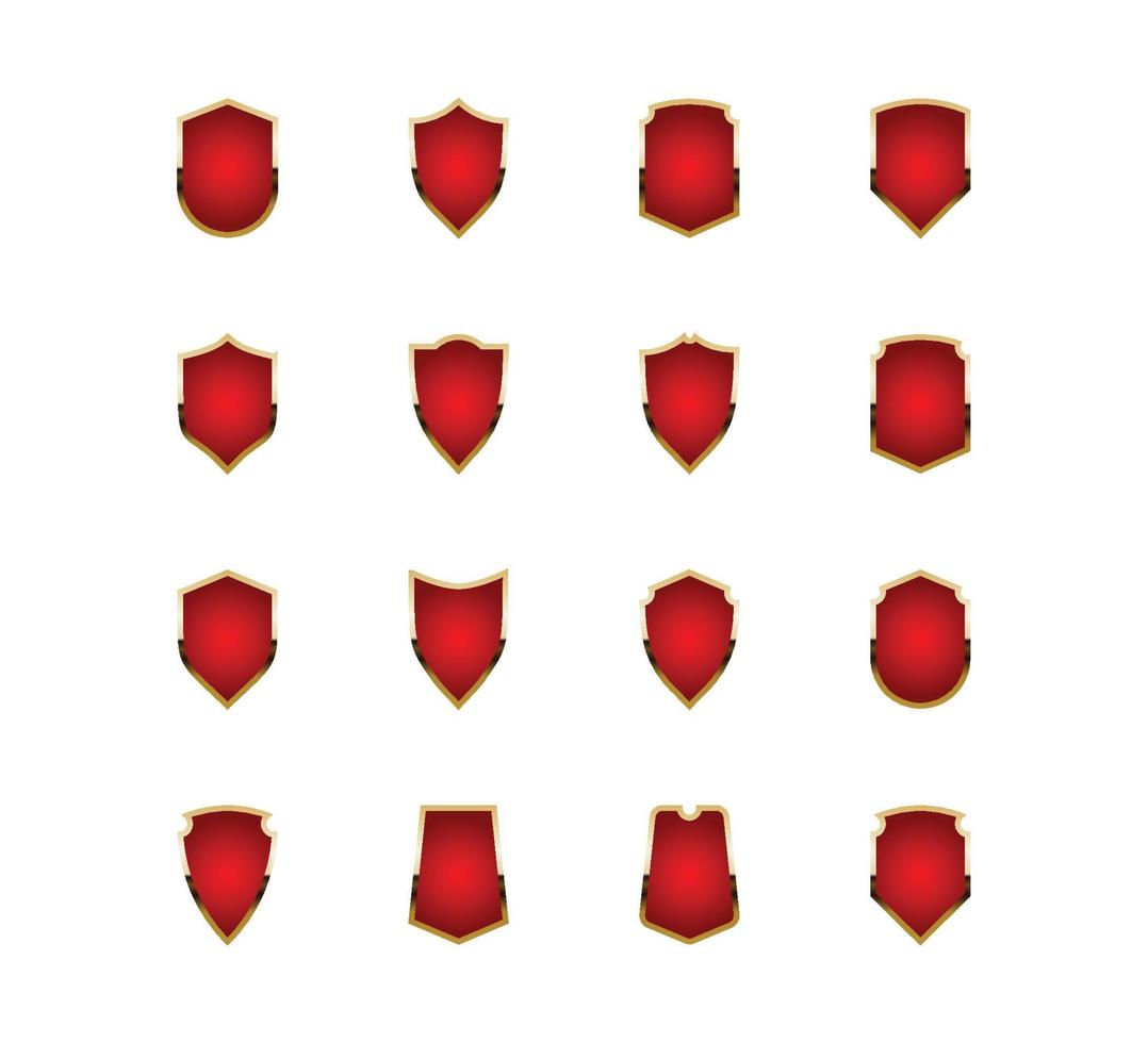set van rode kleur bescherming schild icon - eps10 vector