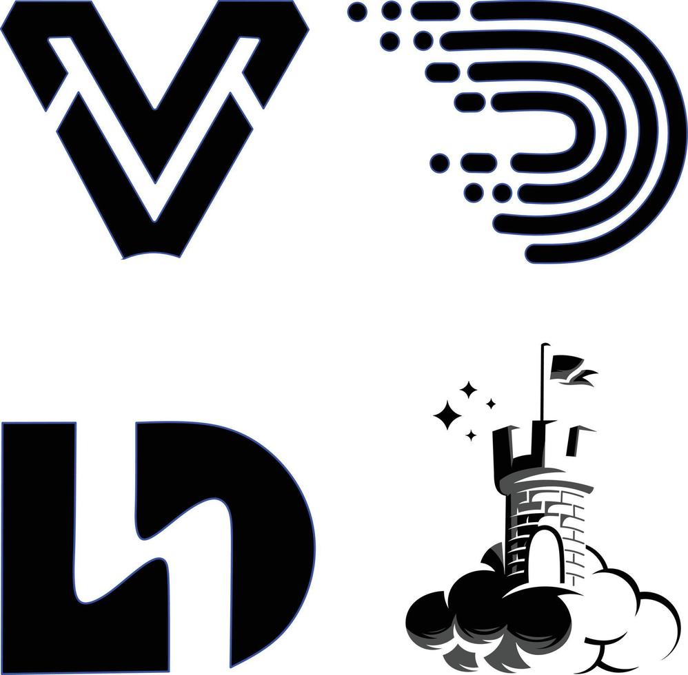 vectorillustratie van logo's of symbolen met verschillende abstracte vormen met een zwarte kleur en een witte achtergrond maakt het een perfecter logo, zeer geschikt voor productlogo's vector