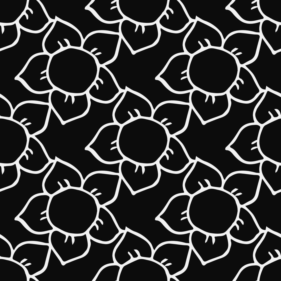 naadloze bloemen vector patroon. doodle vector met bloemmotief op zwarte achtergrond. vintage bloemmotief, zoete elementen achtergrond voor uw project, menu, café winkel