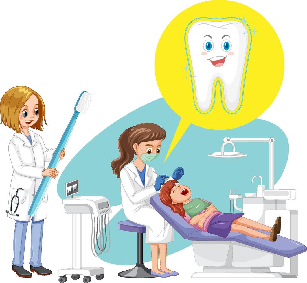 tandarts vrouw die de tanden van de patiënt op een witte achtergrond onderzoekt vector