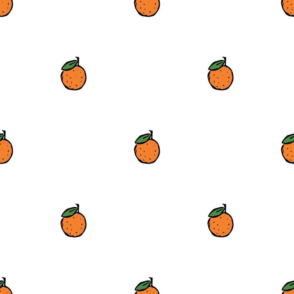 naadloos patroon met oranje pictogrammen. gekleurde oranje achtergrond. doodle vectorillustratie met fruit vector