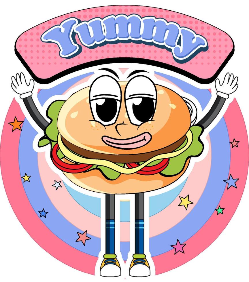 grappige hamburger stripfiguur vector