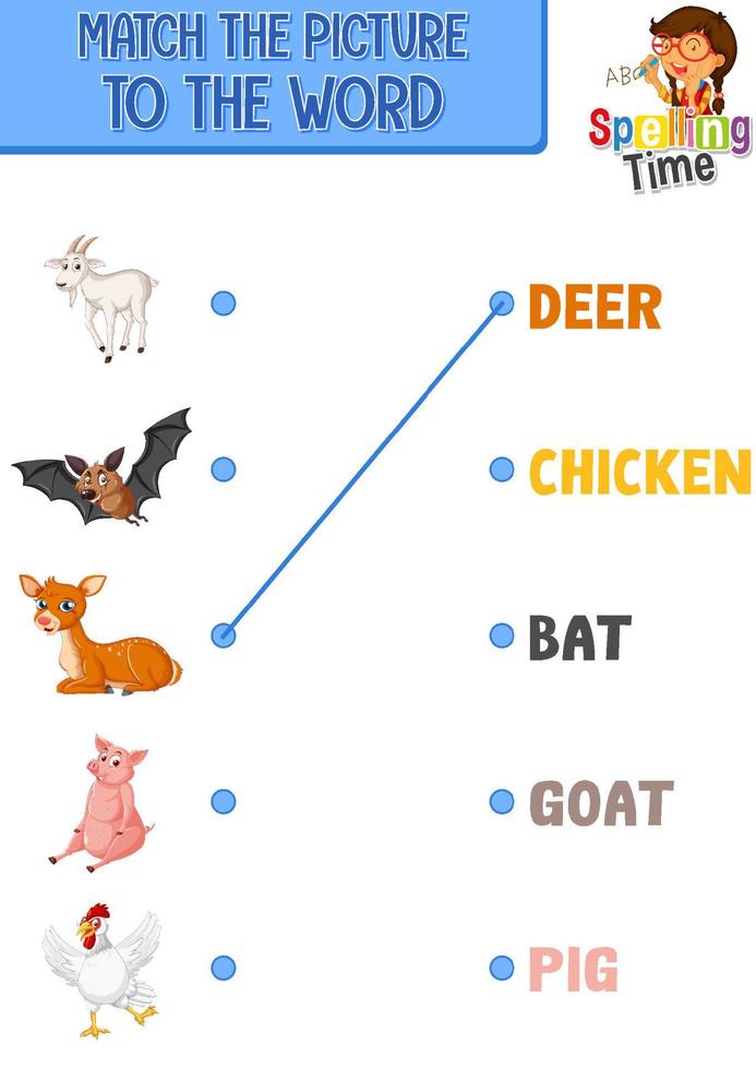 woord-naar-afbeelding matching werkblad voor kinderen vector