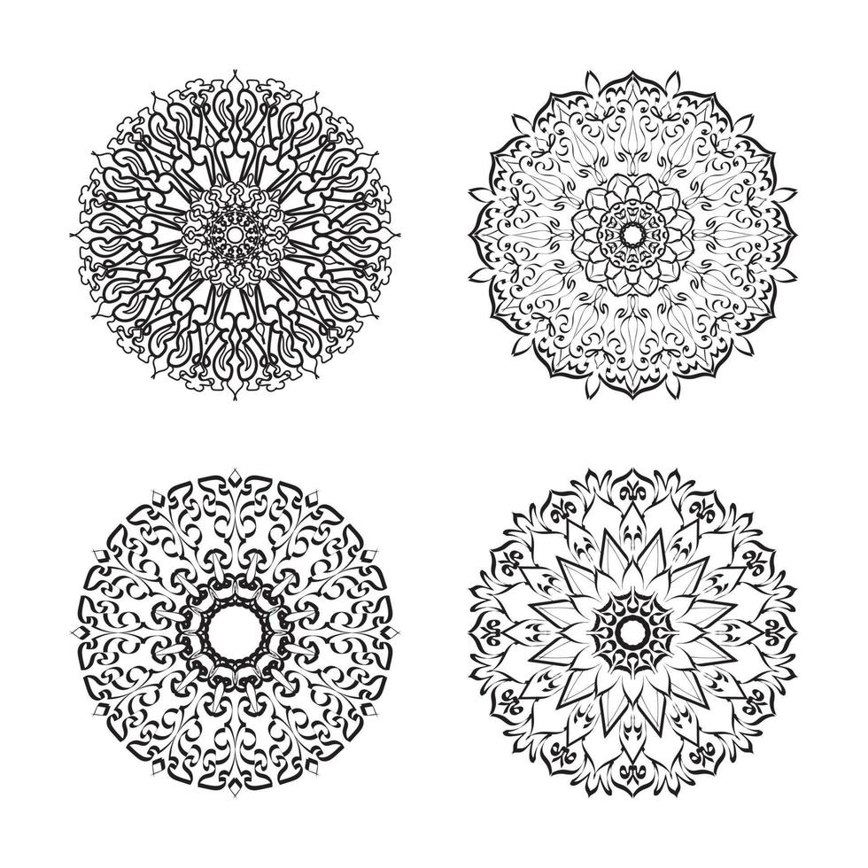 collecties cirkelvormig patroon in de vorm van een mandala voor henna, mehndi, tatoeages. kleurboek pagina. vector