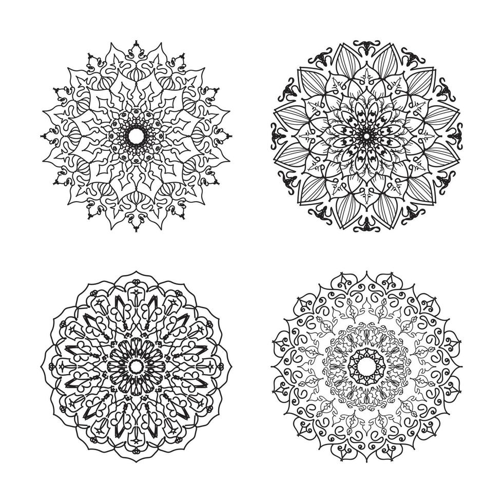 collecties cirkelvormig patroon in de vorm van een mandala voor henna, mehndi, tatoeages. kleurboek pagina. vector