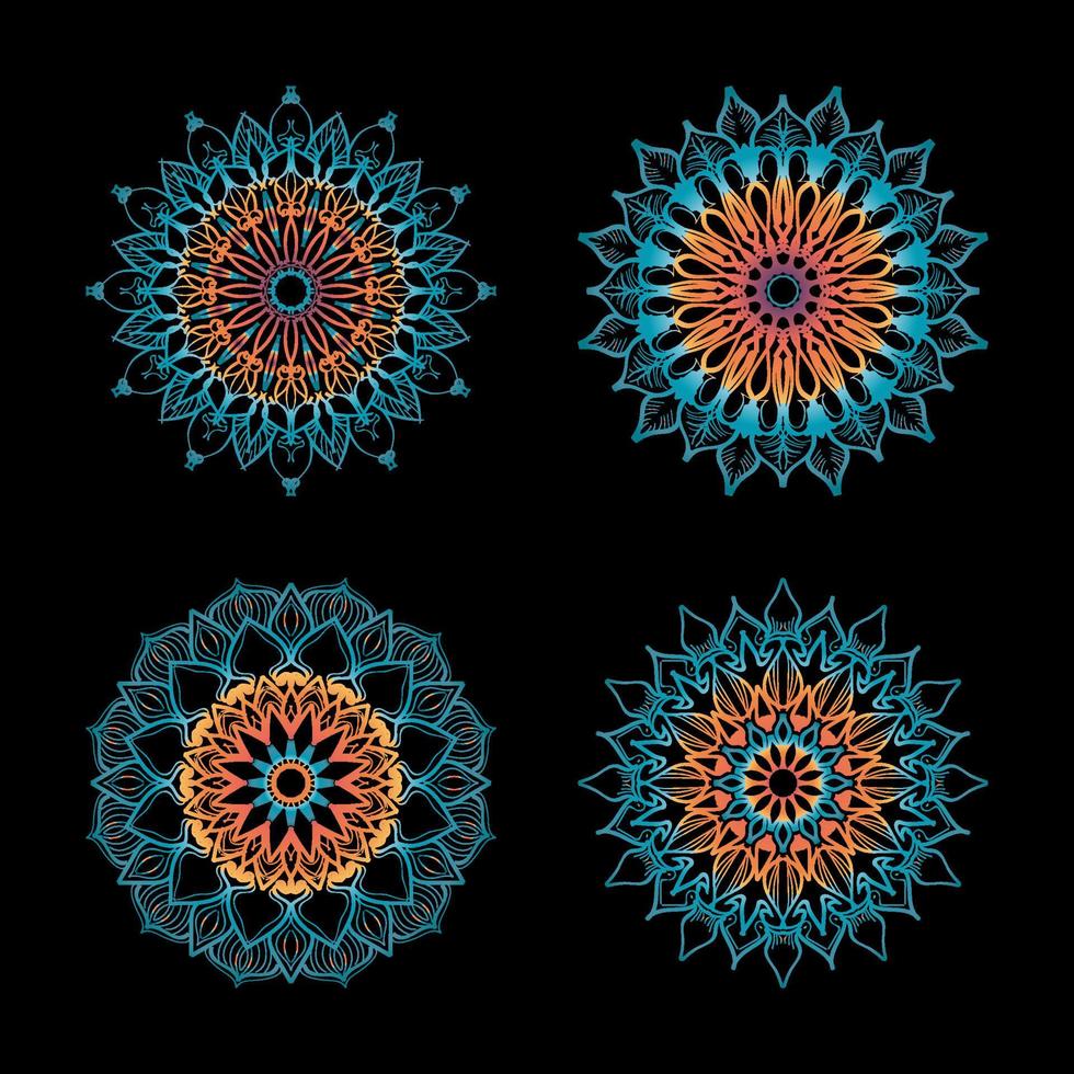 collecties cirkelvormig patroon in de vorm van een mandala voor henna, mehndi, tatoeages. kleurboek pagina. vector