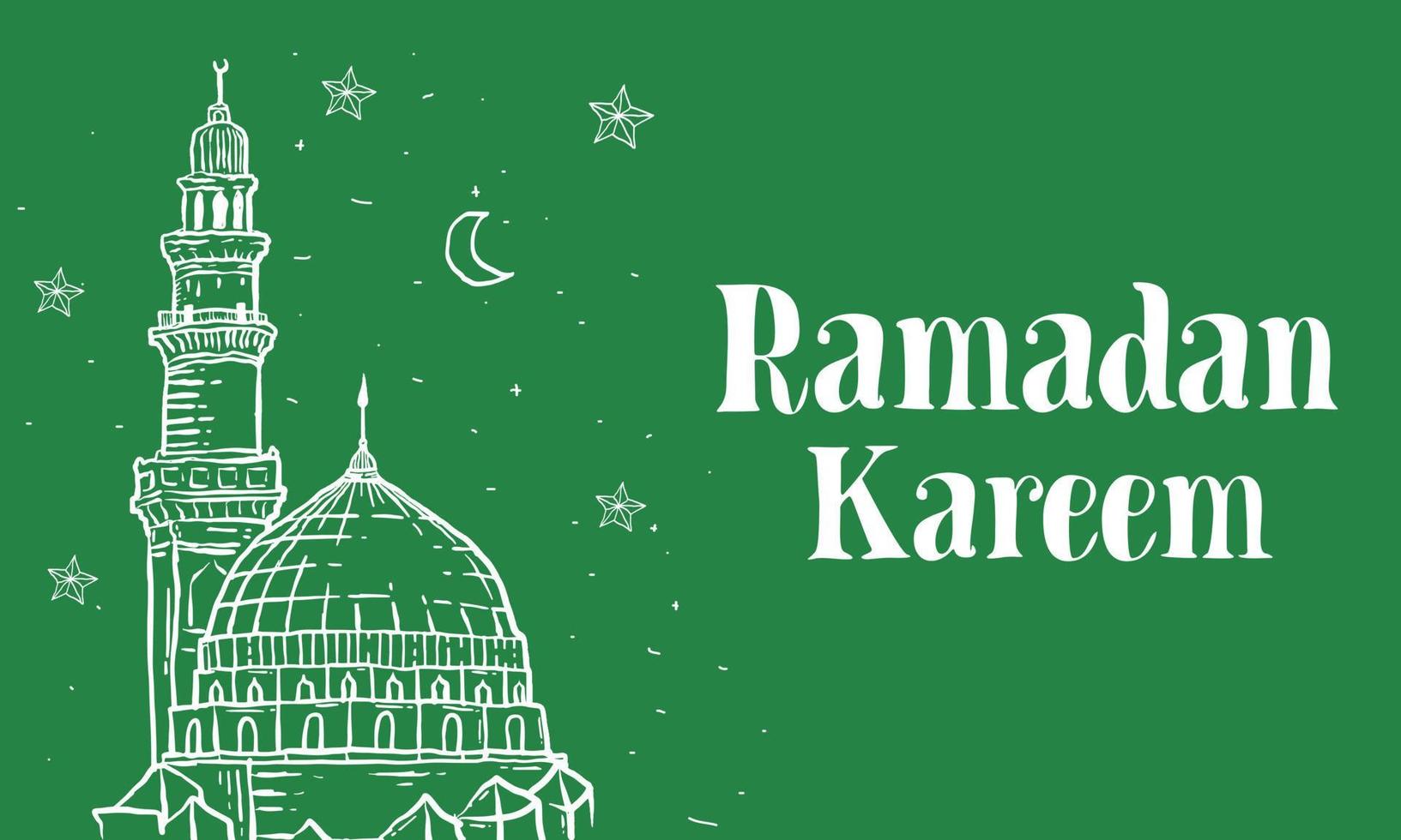 ramadan kareem met handgetekende islamitische illustratie ornament achtergrond vector