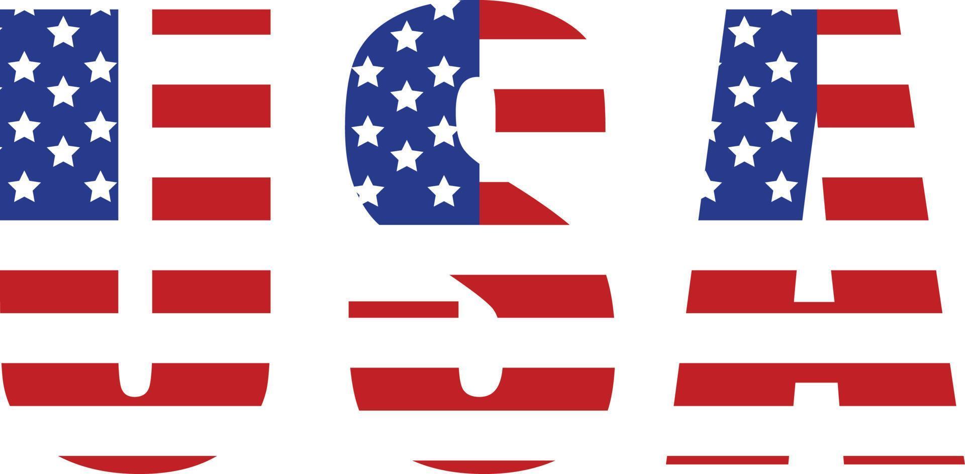 usa vlag grunge tekst, amerikaanse vlag in letters, zwart geïsoleerd op een witte achtergrond, vector illustratie zwart-wit