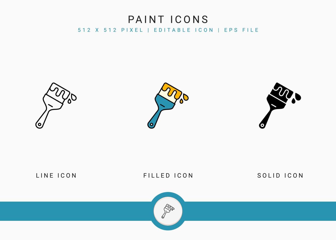 verf pictogrammen instellen vectorillustratie met solide pictogram lijnstijl. kleurenpalet ontwerpconcept. bewerkbaar lijnpictogram op geïsoleerde achtergrond voor webdesign, gebruikersinterface en mobiele applicatie vector