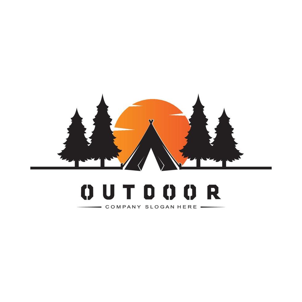 camping buiten logo pictogram vector. concept retro afbeelding ontwerp vector