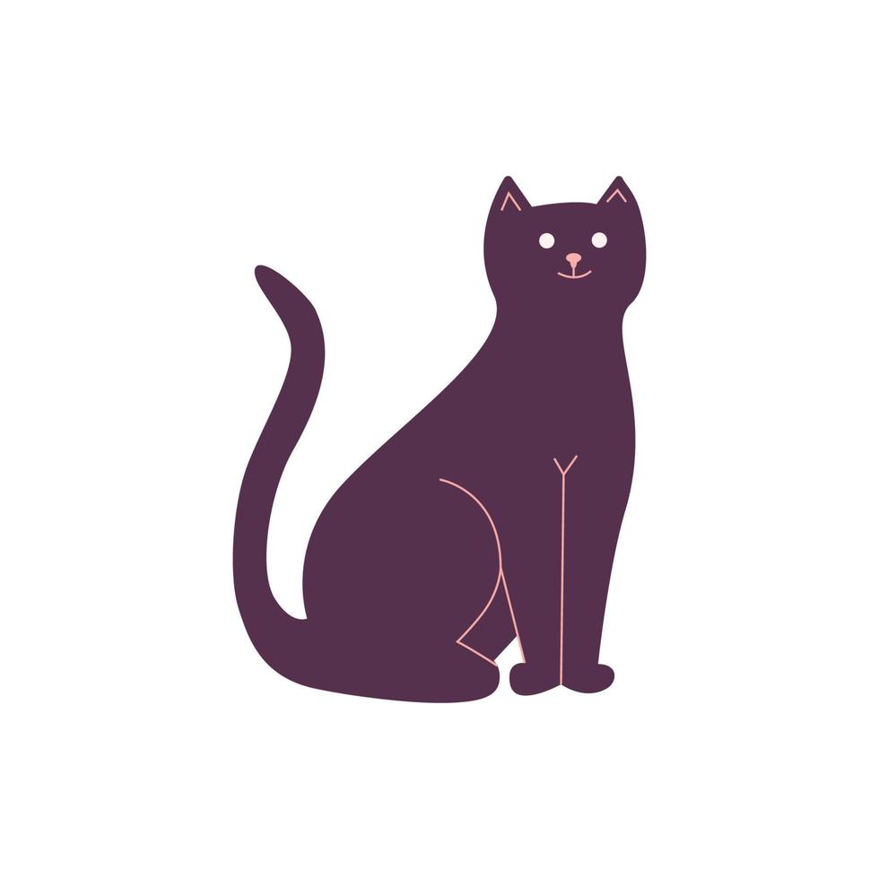 schattige cartoon zwarte kat vectorillustratie vector