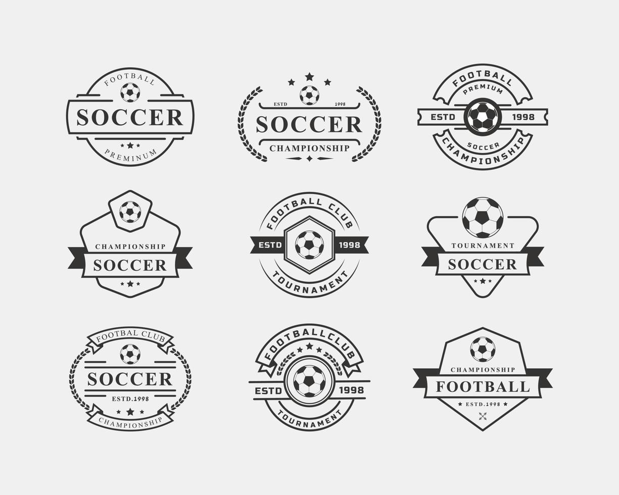 vintage retro badge kampioenschap voetbal voetbal toppen logo ontwerp inspiratieset van vintage retro badge kampioenschap voetbal voetbal toppen logo ontwerp inspiratie vector