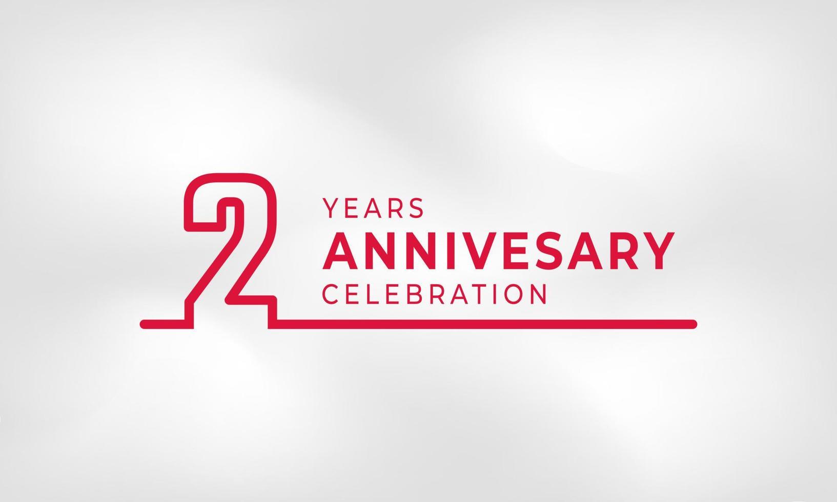 2 jaar verjaardag viering gekoppeld logo overzicht nummer rode kleur voor viering evenement, bruiloft, wenskaart en uitnodiging geïsoleerd op een witte textuur achtergrond vector