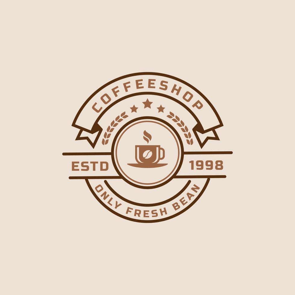klassieke retro badge coffeeshop logo's. beker, bonen, café vintage stijl ontwerp vectorillustratie vector