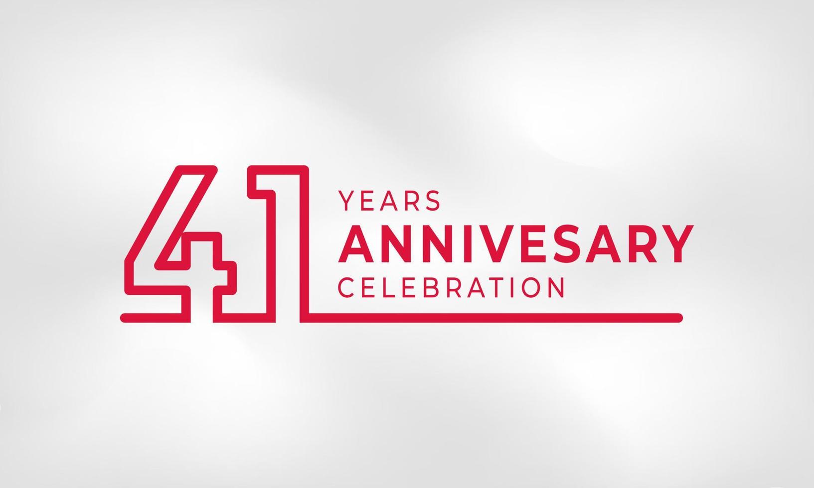 41 jaar verjaardag viering gekoppeld logo overzicht nummer rode kleur voor viering evenement, bruiloft, wenskaart en uitnodiging geïsoleerd op een witte textuur achtergrond vector
