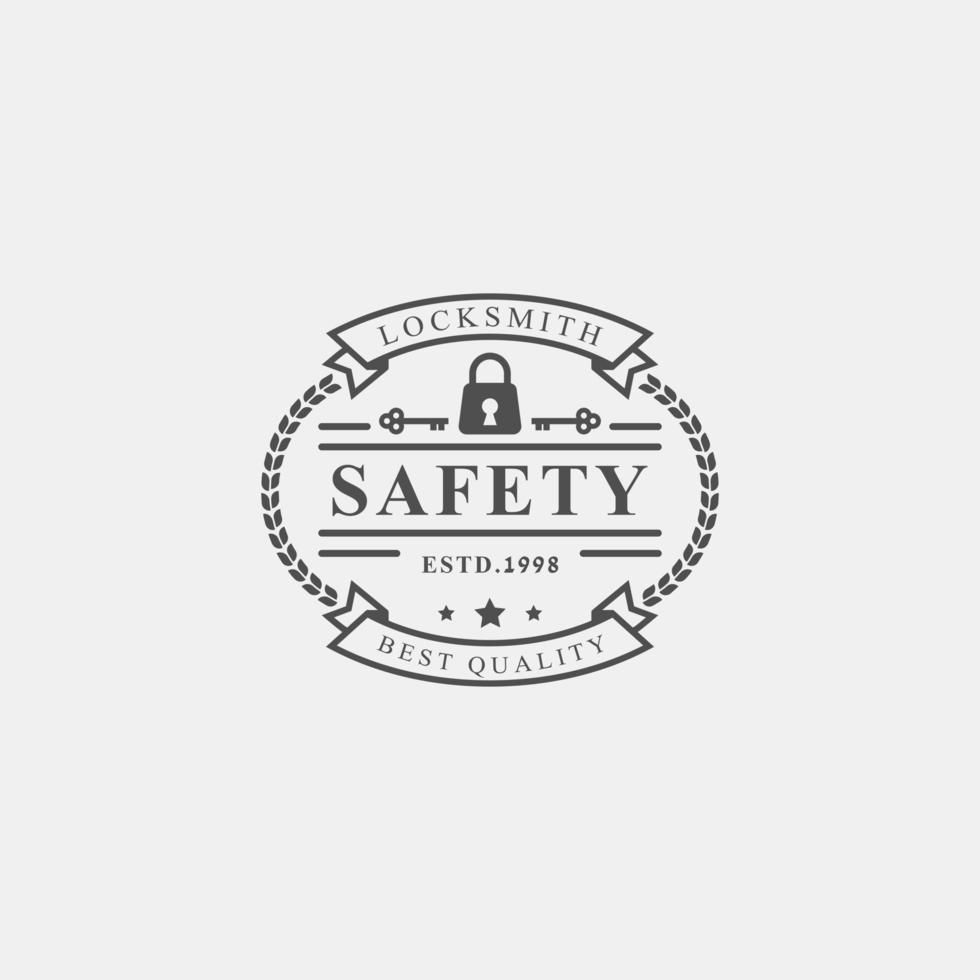 vintage retro badge slotenmaker etiketten ontwerpelement voor veiligheid beveiliging logo inspiratie vector
