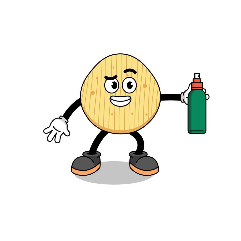 Aardappelchips illustratie cartoon met muggenspray vector