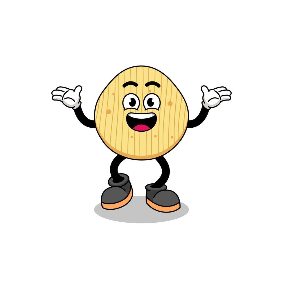 aardappelchip cartoon zoeken met blij gebaar vector