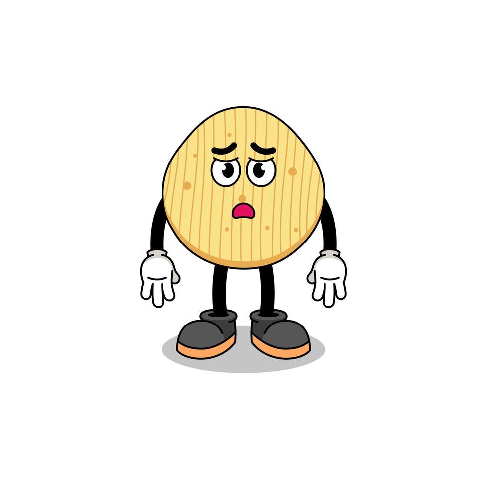 Aardappelchips cartoon afbeelding met droevig gezicht vector