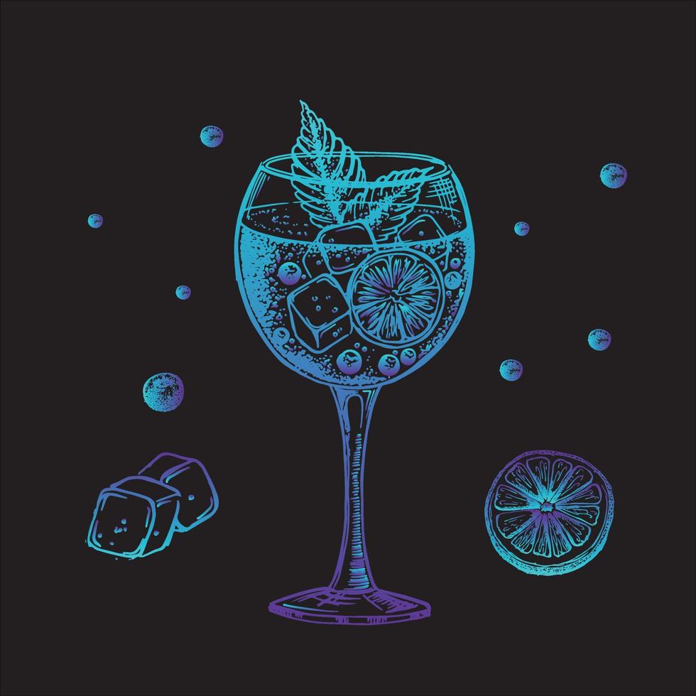 alcoholische cocktails, handgetekende illustraties. vector