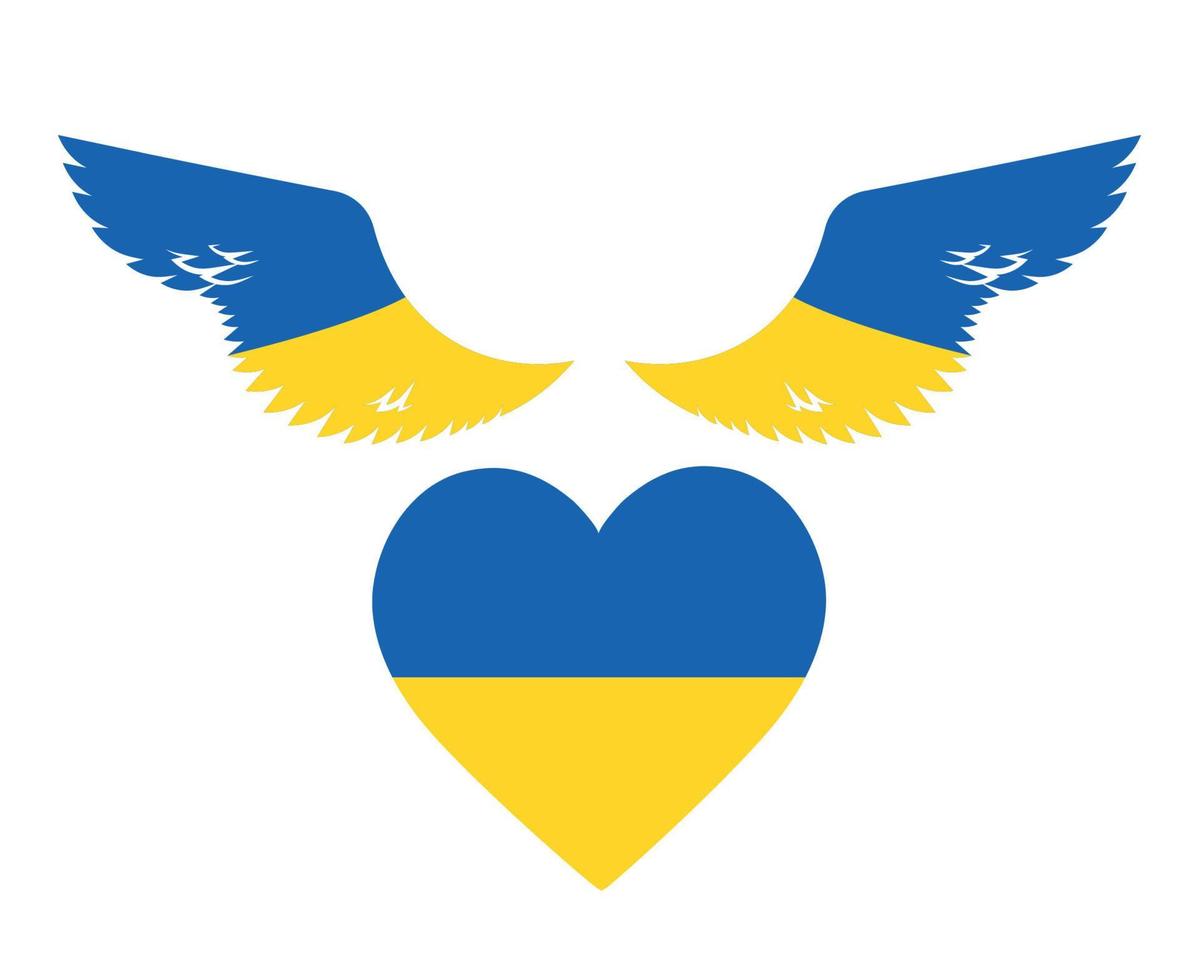 Oekraïne vleugels en hart vlag embleem symbool nationaal europa abstract vector illustratie ontwerp